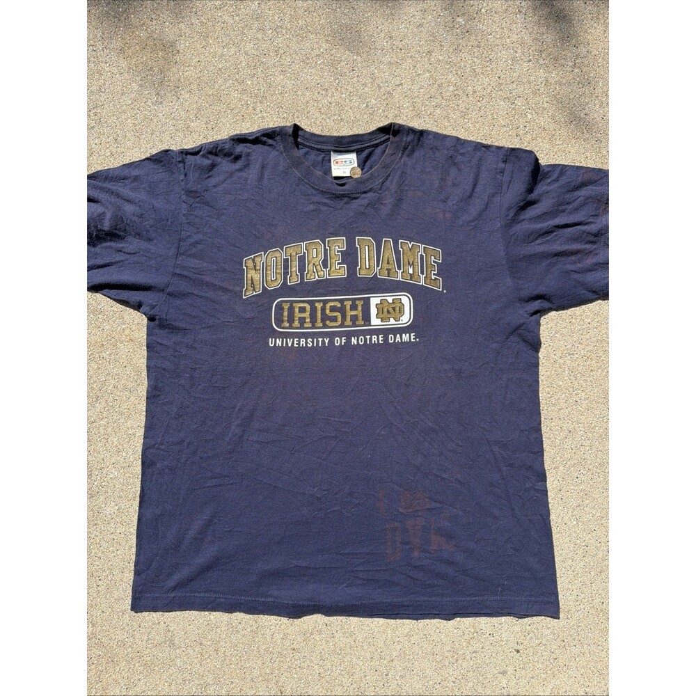 Vintage E5 University Of Notre Dame Made In The USA XL Blue Shirt